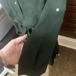 Anthropologie  HUTCH Shirt Dress Dark Green Safari Office Belted Size L Midi Photo 3