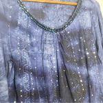 Sami & Jo Sam & Jo Blue Tie Dye Sequin Embellished 3/4 Sleeve Blouse Top Size Medium Photo 5