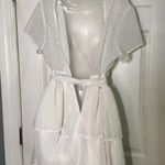 Lucy in the Sky  dress Large L Chiffon Ivory White Polkadot Ruffle Tie Waist Photo 8