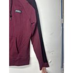 Victoria's Secret Victoria’s Secret PINK Hoodie Women’s Small Maroon Black Mesh Trim Zip Up Photo 6