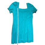 Draper James RSVP Squareneck Puff Sleeve Dress linen blend sz XL bright teal Photo 7