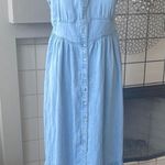 Levi's Levi’s Katherine maxi dress Blue denim tie shoulder pearl button dress XL Photo 3