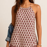 Band of Gypsies Boho Print Halter Mini Dress Handkerchief Hem Size XS Photo 0