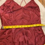 Two Sisters  Dress Lace Overlay Fringe Hemline Criss Cross Back Wine Size 6 Women Photo 5