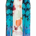 Jones New York Halston & Silk Scarf Bundle Blue Ombre Floral & Tulip Butterfly Photo 0