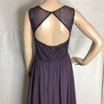 David's Bridal Purple Beaded Open Back Maxi Dress Photo 3