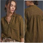 Anthropologie Pilcro Brown & Green Animal Print Wool Blend Blouse Size XS Photo 1