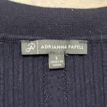 Adrianna Papell Navy Ribbed Knit Polo Shirt White Trim Short Sleeve Womens Small Photo 2