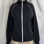 Xxi Black Sporty Track Jacket White Piping Full Zip Forever 21 Size S Photo 0