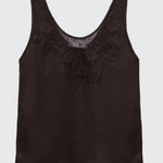 ZARA Limited Edition Chocolate Brown Embroidered Camisole Size S Photo 0