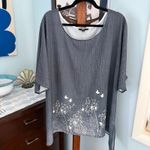 Oversized Dandelion Graphic Tunic XL, Boho Neutral Flowy Blouse Gray Photo 1