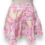 Hill House  The Paz Skirt Mini Candy Kaleidoscope Pink LINEN Ruf… Photo 0