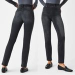 Spanx • Ankle Straight Leg Jeans in Vintage Black pull on washed faded slim cut Photo 10