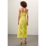 CATHERINE DEANE Yellow Floral Lace Overlay Peony Figure Hugging Dress size US 8 Photo 7