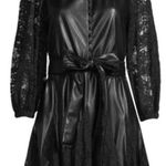 Alice + Olivia Mina Faux Leather and lace long sleeve Mini Dress 0 Photo 0