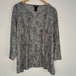 Ali Miles 1X Grey Pullover Top Girl Power Cat Dog Artsy Women Teacher Graphic Gray Photo 3