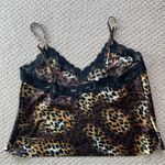 Victoria's Secret Vintage Y2K Victoria’s Secret Satin Cropped Leopard Print Lace Trim Cami Size M Photo 2