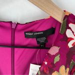 Maggy London Desert Bloom Floral Long Sleeve A-line Dress In Wine Ruffle Trim 2 Photo 5