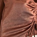 ZARA  Slinky Ruched Front Long Sleeve Crop Top Brown Small Photo 5