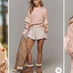 Anthropologie daily practice boxy hoodie peach pink size small Photo 1