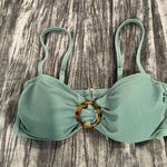 Shade & Shore Green Ribbed Bikini Top with Tortoise Ring Size 34B by Shade Shore Photo 0