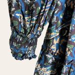 Sea Noah Shirred Tiered Floral Print Navy Blue Cotton Midi Dress Size 2 Photo 8