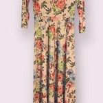 Orange Creek Faux Suede Floral Maxi Dress with 3/4 Sleeve - size medium Photo 0