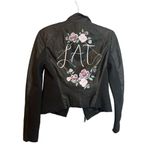 Andrew Marc Women's S  New York Womens Black Leather Off Center Zip Jacket Coat p Photo 4