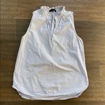 J.Crew  Ruffled Neck Tank Top Womens Sz 00 Blue White Stripe Nautical Photo 0