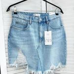 ZARA Ripped High Waited Mini Denim Jean Skirt Photo 4