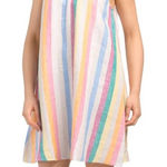 C&C California ‎ linen striped rainbow halter dress Photo 0