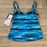 Gabar NWT Women's Blue swim tankini striped print sz 10 Photo 2