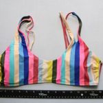 No Boundaries  Stripe Pink Swim Sports Bra Bralette Bikini Top L Large Photo 2