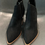 NEW Womens Pointed Toe Ankle Boots Block Stacked Chunky Heel Zipper Booties Shoe Black Size 8 Photo 0