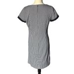 Talbots  Dress Womens Size 6 Blue White Houndstooth V Neck Professional Midi Photo 1