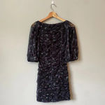 Et Clet  Women's Small Puff Sleeves Ruched Floral Print Mini Dress Black Party Photo 1