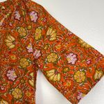 dRa Los Angeles Floral Dress Womens Small Orange 3/4 Sleeve Button Boho Cotton Photo 5