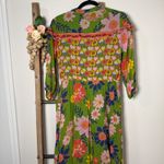 Anthropologie Emily Lovelock Green Floral Hearts Midi Dress Womens Size Large Photo 6