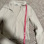 Aritzia  Babaton Sculpt Knit Polo Long Sleeve Off White Beige Matte Pearl Size XS Photo 6