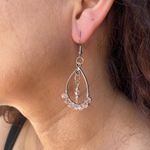 Silver Tone Drop Pale Pink Crystal Earrings Photo 1