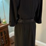 Donna Karan  New York Black Stretch Belted Wrap Midi Tailored Blazer Dress 10 Photo 9