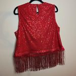 Grace Karin  Red Sparkly Fringe Sleeveless Crewneck Tassel Sequin Tank Photo 3