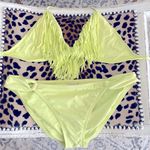 l*space Citrine Yellow Fringe Triangle Bikini Top & Hipster Bottom M Photo 0