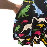 Dinosaur Print Dress Black Cotton Blend Square Neck Short Sleeve Casual Large Photo 3