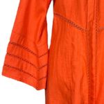 Lena Gabrielle Linen Long Jacket Bell Sleeve Open Front Coral Women’s Size 10 Orange Photo 8