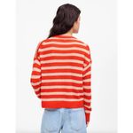 Madewell Linen Drop Shoulder Sweater Bright Flame Striped Nautical Small Photo 2