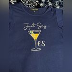 NWT! Vintage Rose “Say Yes” Martini Blouse 18” P2P Blue Photo 4
