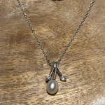 Pearl & CZ Silver Tone Necklace Photo 3