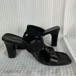 Paul Green Sandals 6.5 Block Heel Black Leather Open Toe Slip On Shoes Handmade Photo 10