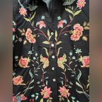 Crossland by Brico silk embroidered embellished jacket blouse small white lotus Black Photo 1